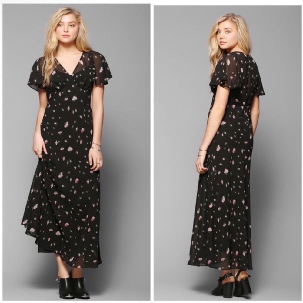 Betsey Johnson Black and Pink Floral Maxi Dress - Picture 2 of 6